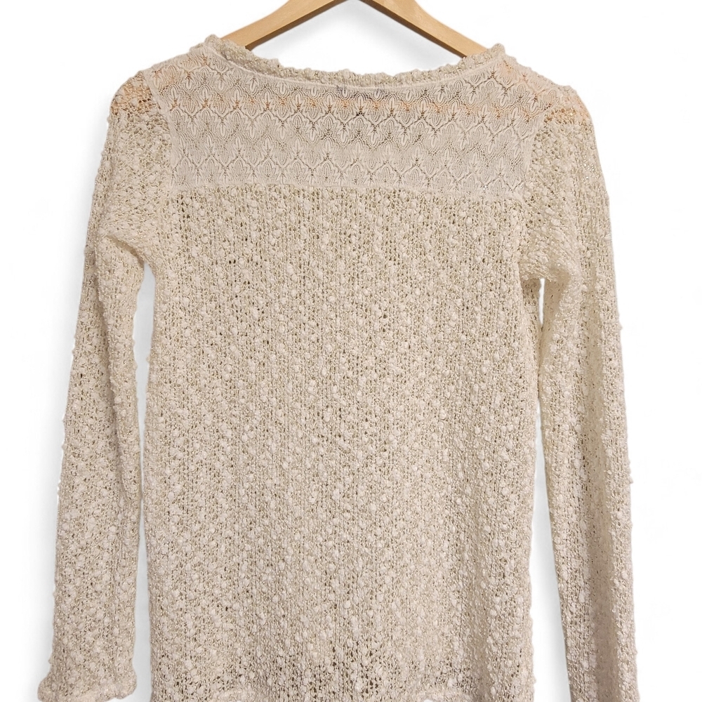 Aeropostale Cream Open-Weave Lightweight Knit Sweater - Picture 2 of 4